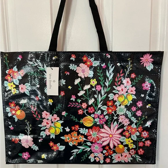 Vera Bradley Shopper Floral Black Tote Bag - Picture 1 of 3